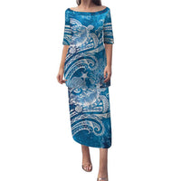 World Ocean Day Polynesian Pattern Puletasi Crystal Waves