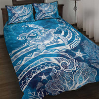 World Ocean Day Polynesian Pattern Quilt Bed Set Crystal Waves