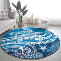World Ocean Day Polynesian Pattern Round Carpet Crystal Waves
