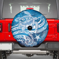 World Ocean Day Polynesian Pattern Spare Tire Cover Crystal Waves