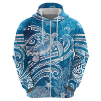 World Ocean Day Polynesian Pattern Zip Hoodie Crystal Waves