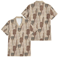 Aloha Hawaii Vintage Kahili Pa'a Lima Family Matching Off Shoulder Maxi Dress and Hawaiian Shirt Palaka Print Cozy Beige