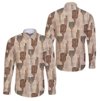 Aloha Hawaii Vintage Kahili Pa'a Lima Family Matching Off Shoulder Maxi Dress and Hawaiian Shirt Palaka Print Cozy Beige