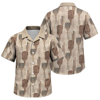 Aloha Hawaii Vintage Kahili Pa'a Lima Family Matching Off Shoulder Short Dress and Hawaiian Shirt Palaka Print Cozy Beige