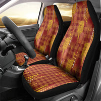 Aloha Hawaii Vintage Kahili Pa'a Lima Car Seat Cover Palaka Print Hilo Royal Red-Yellow