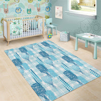 Aloha Hawaii Vintage Kahili Pa'a Lima Area Rug Palaka Print Oceanic Turquoise