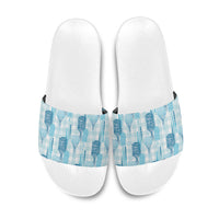Aloha Hawaii Vintage Kahili Pa'a Lima Slide Sandals Palaka Print Oceanic Turquoise