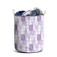 Aloha Hawaii Vintage Kahili Pa'a Lima Laundry Basket Palaka Print Pastel Lavender