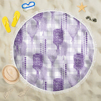 Aloha Hawaii Vintage Kahili Pa'a Lima Beach Blanket Palaka Print Pastel Lavender