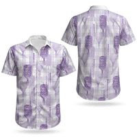 Aloha Hawaii Vintage Kahili Pa'a Lima Couples Matching Long Sleeve Bodycon Dress and Hawaiian Shirt Palaka Print Pastel Lavender