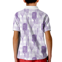 Aloha Hawaii Vintage Kahili Pa'a Lima Kid Polo Shirt Palaka Print Pastel Lavender