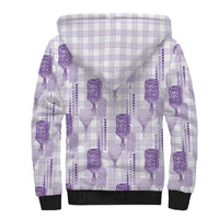 Aloha Hawaii Vintage Kahili Pa'a Lima Sherpa Hoodie Palaka Print Pastel Lavender