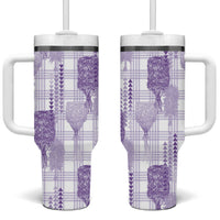 Aloha Hawaii Vintage Kahili Pa'a Lima Tumbler With Handle Palaka Print Pastel Lavender