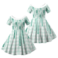 Aloha Hawaii Vintage Kahili Pa'a Lima Family Matching Tank Maxi Dress and Hawaiian Shirt Palaka Print Mossy Teal