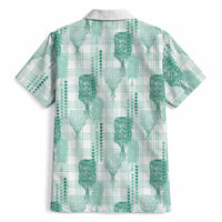 Aloha Hawaii Vintage Kahili Pa'a Lima Hawaiian Shirt Palaka Print Mossy Teal
