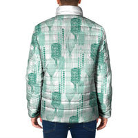 Aloha Hawaii Vintage Kahili Pa'a Lima Padded Jacket Palaka Print Mossy Teal