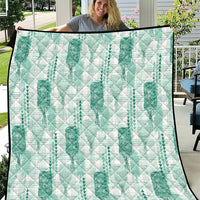 Aloha Hawaii Vintage Kahili Pa'a Lima Quilt Palaka Print Mossy Teal