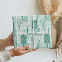 Aloha Hawaii Vintage Kahili Pa'a Lima Wrapping Paper Palaka Print Mossy Teal