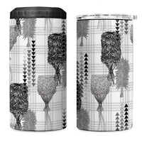 Aloha Hawaii Vintage Kahili Pa'a Lima 4 in 1 Can Cooler Tumbler Palaka Print Hinahina