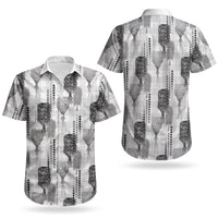 Aloha Hawaii Vintage Kahili Pa'a Lima Couples Matching Off Shoulder Maxi Dress and Hawaiian Shirt Palaka Print Hinahina
