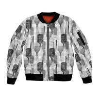Aloha Hawaii Vintage Kahili Pa'a Lima Sleeve Zip Bomber Jacket Palaka Print Hinahina