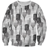 Aloha Hawaii Vintage Kahili Pa'a Lima Sweatshirt Palaka Print Hinahina