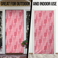 Aloha Hawaii Vintage Kahili Pa'a Lima Door Cover Palaka Print Berry Pink