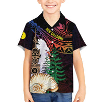 New Caledonia Kanaky Personalized Family Matching Short Sleeve Bodycon Dress and Hawaiian Shirt Kagu Bird Emblem - Polynesian Pride