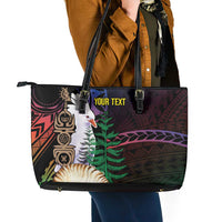 New Caledonia Kanaky Personalized Leather Tote Bag Kagu Bird Emblem - Polynesian Pride