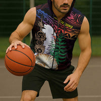 New Caledonia Kanaky Personalized Sleeveless Zip Hoodie Kagu Bird Emblem - Polynesian Pride