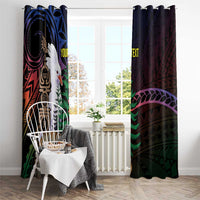 New Caledonia Kanaky Personalized Window Curtain Kagu Bird Emblem - Polynesian Pride
