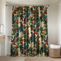 New Zealand Christmas Bathroom Set Romantic Tui Birds on Pohutukawa - Ivory - Polynesian Pride
