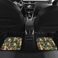 New Zealand Christmas Car Mats Romantic Tui Birds on Pohutukawa - Ivory LT7 Set 2pcs - Back Ivory - Polynesian Pride