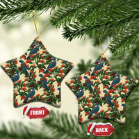 New Zealand Christmas Ceramic Ornament Romantic Tui Birds on Pohutukawa - Ivory - Polynesian Pride