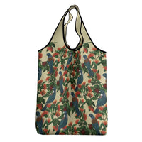 New Zealand Christmas Grocery Bag Romantic Tui Birds on Pohutukawa - Ivory - Polynesian Pride