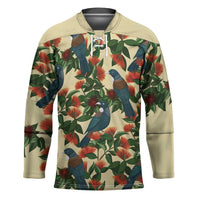 New Zealand Christmas Hockey Jersey Romantic Tui Birds on Pohutukawa - Ivory LT7 Unisex Ivory - Polynesian Pride