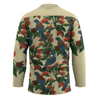 New Zealand Christmas Hockey Jersey Romantic Tui Birds on Pohutukawa - Ivory LT7 - Polynesian Pride