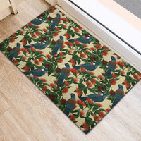 New Zealand Christmas Rubber Doormat Romantic Tui Birds on Pohutukawa - Ivory - Polynesian Pride