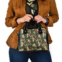 New Zealand Christmas Shoulder Handbag Romantic Tui Birds on Pohutukawa - Ivory LT7 - Polynesian Pride