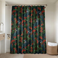 New Zealand Christmas Bathroom Set Romantic Tui Birds on Pohutukawa - Cobalt - Polynesian Pride