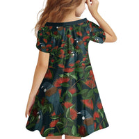 New Zealand Christmas Family Matching Puletasi and Hawaiian Shirt Romantic Tui Birds on Pohutukawa - Cobalt LT7 - Polynesian Pride