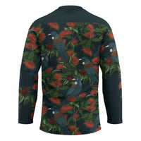New Zealand Christmas Hockey Jersey Romantic Tui Birds on Pohutukawa - Cobalt LT7 - Polynesian Pride