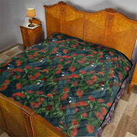 New Zealand Christmas Quilt Romantic Tui Birds on Pohutukawa - Cobalt LT7 - Polynesian Pride