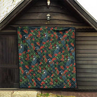 New Zealand Christmas Quilt Romantic Tui Birds on Pohutukawa - Cobalt LT7 - Polynesian Pride