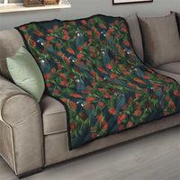 New Zealand Christmas Quilt Romantic Tui Birds on Pohutukawa - Cobalt LT7 - Polynesian Pride