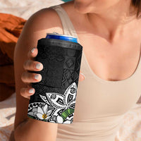 Polynesian 4 in 1 Can Cooler Tumbler Tropical Santa - Plumeria Black Vintage
