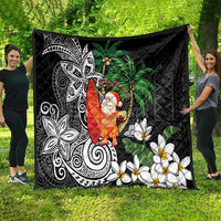 Polynesian Quilt Tropical Santa - Plumeria Black Vintage LT7 - Polynesian Pride