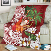 Polynesian Blanket Tropical Santa - Plumeria Red Vintage