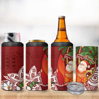 Polynesian 4 in 1 Can Cooler Tumbler Tropical Santa - Plumeria Red Vintage