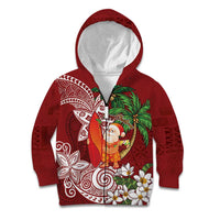 Polynesian Kid Hoodie Tropical Santa - Plumeria Red Vintage